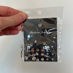 Elegant Gold toned and Silver toned Stud Earrings Set